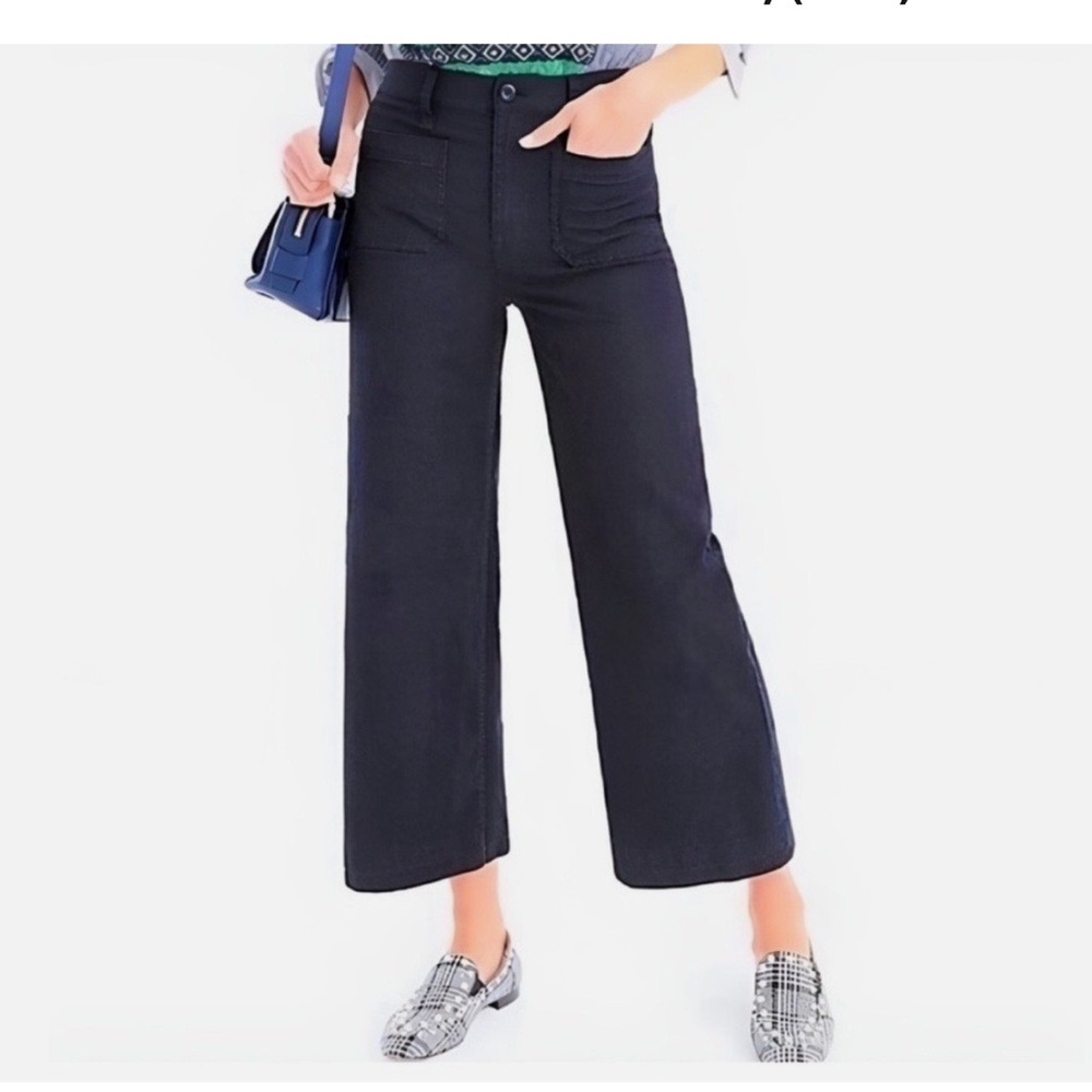 J.Crew Point Sur Navy Blue Wide Leg Crop Pants 28P